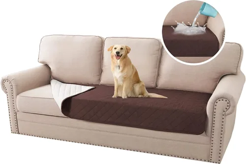 Vista 9 de H.VERSAILTEX Fundas de sofá de 2 plazas para perros, 100 % impermeables, con correas elásticas para mascotas y gatos (sofá biplaza, marrón)