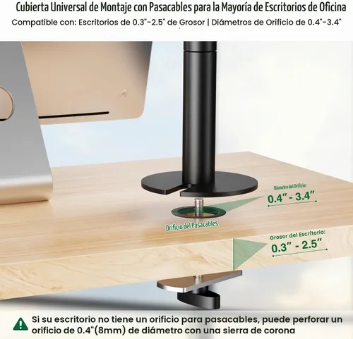 Vista 2 de elitehood Soporte de escritorio para iPad de brazo largo con base de montaje con ojales, soporte de aluminio resistente para tableta, soporte