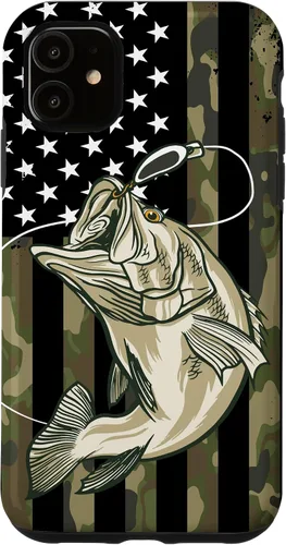 Vista 8 de Fishing Camouflage US American Flag Bass Fish Fisherman Camo Case for iPhone 17