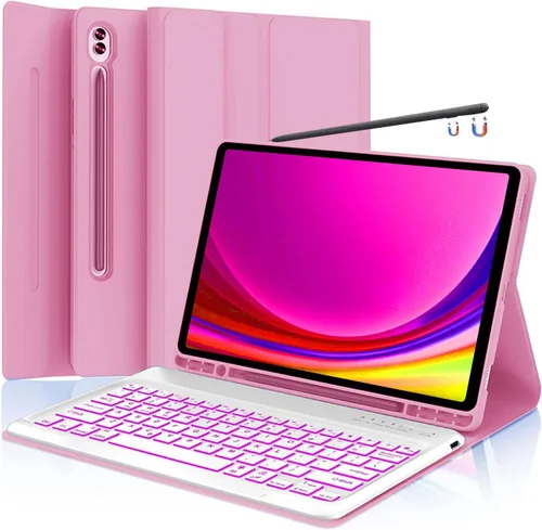 Vista 12 de Funda para teclado para Samsung Galaxy Tab S6 Lite de 10.4 pulgadas 2024 2022/2020 SM-P610/P613/P615/P619, funda para teclado Bluetooth inalámbrico