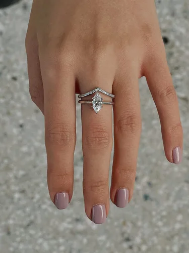 Vista 4 de michooyel S925 - Anillo de compromiso 2 en 1 de 15 quilates corte marquesa para mujer anillo de boda anillo de novia anillo de promesa de plata
