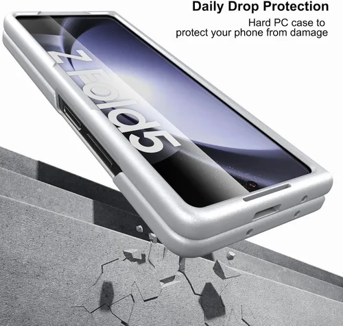 Vista 8 de Funda delgada para Galaxy Z Fold 5, [película de pantalla frontal dura transparente incorporada + parte trasera de policarbonato duro]