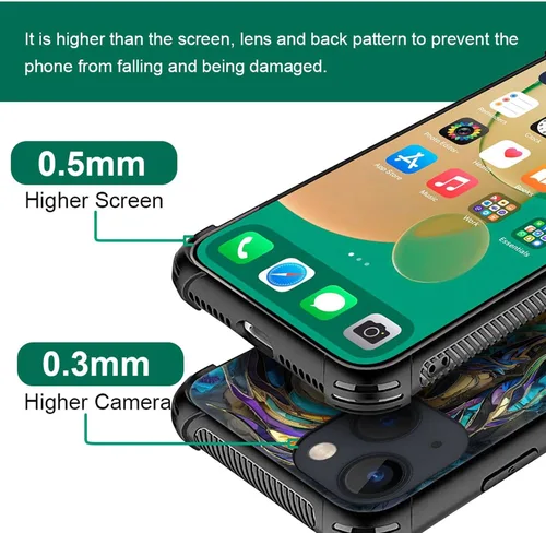 Vista 2 de ZHEGAILIAN Funda compatible con iPhone 13, fundas de cristal de color caballo de baile, parte trasera de vidrio templado+funda protectora
