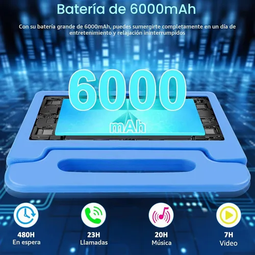 Vista 6 de NRKDUBQ Tablet de 10.1 pulgadas con funda IPS HD pantalla táctil Android 14 64 GB de almacenamiento, 8 GB de RAM, tableta Octa Core, batería de 12