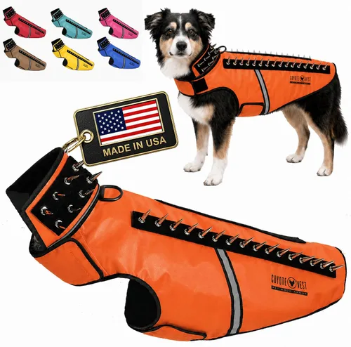 Vista 15 de CoyoteVest SpikeVest - Chaleco de arnés para perro, accesorios reflectantes para perros con picos para proteger a tu mascota de ataques de Raptor