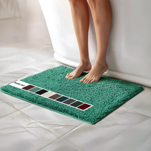 Vista 26 de Muddy Mat Alfombras de Baño de Chenilla de Microfibra de Secado Rápido Antideslizantes Lavables, Extra Gruesas, Suaves y Altamente Absorbentes Gris