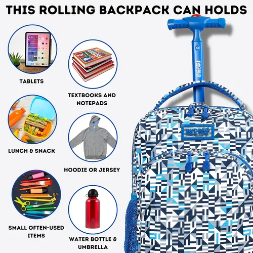 Vista 10 de J World New York Sunny - Mochila con ruedas para niños y adultos, azul (Geo Blue), talla única
