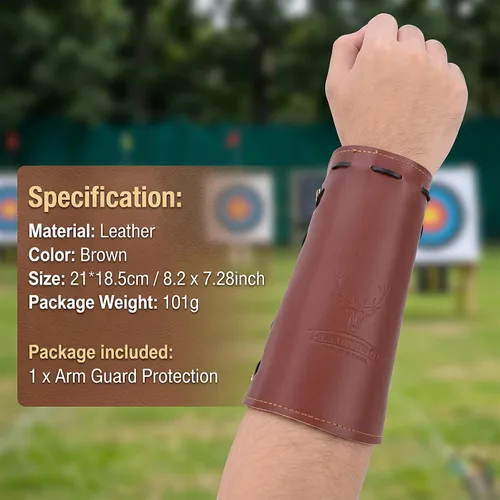 Vista 5 de Guardia de brazo de tiro con arco, arco largo de cuero de brazo de protección de antebrazo correa de engranaje