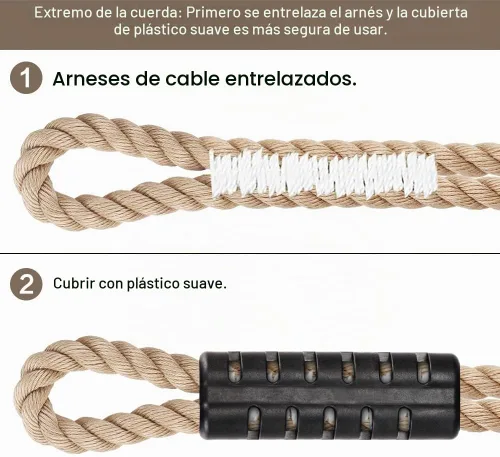 Vista 7 de SELEWARE Kit Colgante de Correas y Cuerdas para Hamaca Columpio de Árbol, Cuerda Ajustable Rápida y Fácil de Colgar Hamaca Silla Columpio para Beige