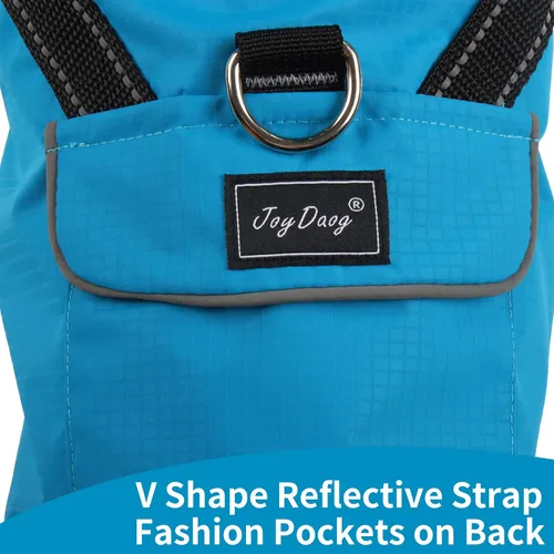 Vista 5 de JoyDaog Impermeable prémium para perro con capucha para perros extra pequeños, chaqueta impermeable para deportes al aire libre, impermeable