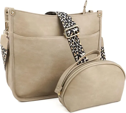 Vista 8 de KOGTLA Bolsos cruzados de cuero Hobo con correa de guitarra para mujer