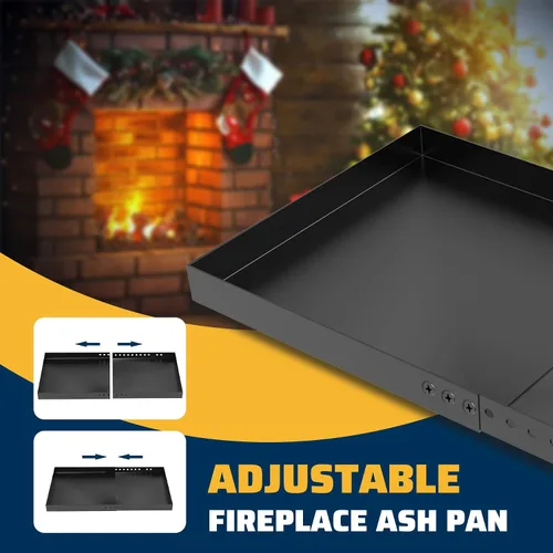 Vista 5 de Bandeja rectangular para chimenea, cenicero expandible para recoger cenizas, acero galvanizado con recubrimiento en polvo, soporte ajustable