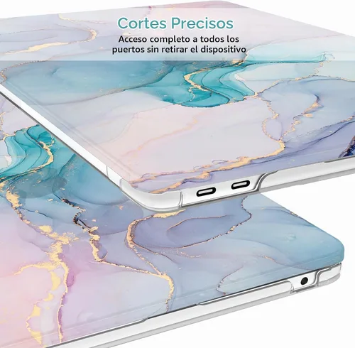 Vista 6 de B BELK - Funda para MacBook Air de 13 pulgadas M1 2021 2020-2018, mármol Mármol rosa azul
