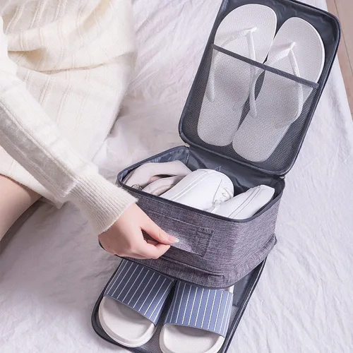 Vista 4 de Bolsa de zapatos para viajar, bolsa portátil y transpirable para botas de fútbol o zapatos de golf, bolsa de zapatos para gimnasio.