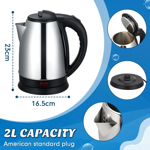 Vista 2 de Baquler Hervidor eléctrico de agua caliente de acero inoxidable con apagado automático y protección de hervor en seco, olla eléctrica de agua