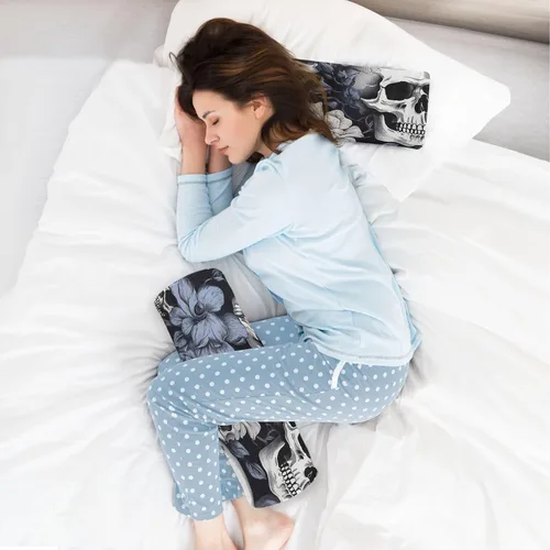 Vista 6 de White Skull Blue Neck Pillow for Sleeping, Cervical Roll Memory Foam Pillows for Neck Pain Relief, Neck Support Round Pillows with Washable Cover