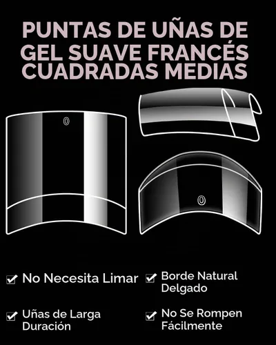 Vista 4 de Puntas de uñas cortas cuadradas francesas, BORNBYME 120 piezas de uñas postizas transparentes, puntas de uñas acrílicas, puntas de uñas de cubierta