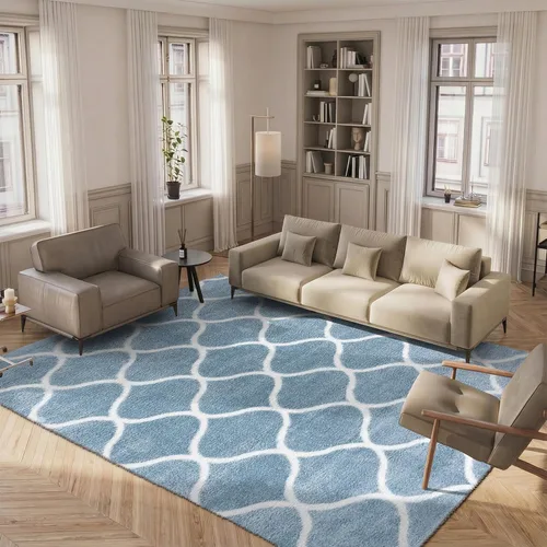 Vista 29 de SAFAVIEH Tahoe Shag Collection - Alfombra para pasillo, 2 x 9 pies, color beige y blanco, diseño de enrejado, no desprende pelusa y de fácil