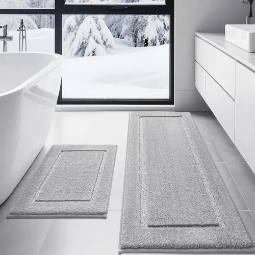 Vista 20 de IM HOME Tapetes de baño, felpa ultra suave, de microfibra esponjosa, absorbente, parte trasera antideslizante, lavable a máquina, tapetes para suelo