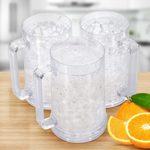 Vista 6 de Vasos para beber, tazas de cerveza de gel de doble pared, tazas de hielo para congelador, 16 onzas, taza de cerveza de plástico de enfriamiento