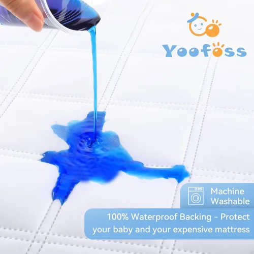 Vista 4 de Yoofoss Funda Impermeable para Colchón de Moisés Paquete de 2 Se Ajusta a Colchón de Moisés Rectangular, Protector de Colchón de Moisés para Bebé