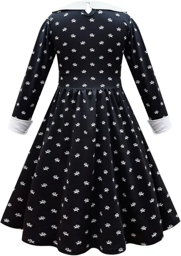 Vista 2 de Rogkidha Vestidos negros para niñas, disfraz de cosplay de Halloween