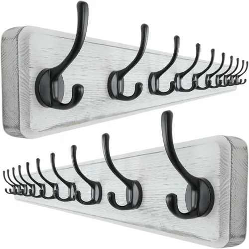 Vista 32 de Dseap Perchero de Pared: Moderno, Patentado, Resistente, 17.4" de Largo, Riel Colgador de Madera con 5 Ganchos Dobles para Abrigos de Invierno, Negro