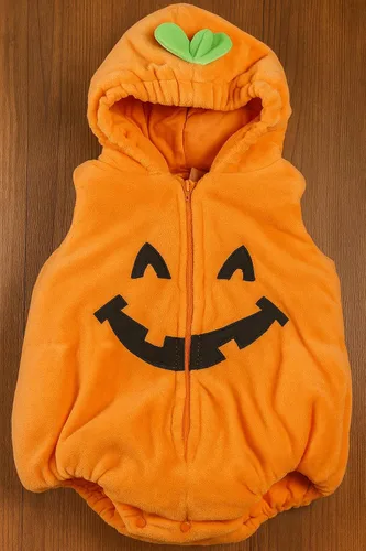 Vista 2 de stylesilove Disfraz de calabaza de forro polar para niños pequeños de Halloween
