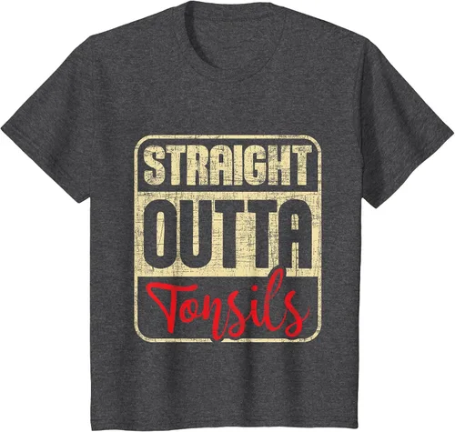 Vista 13 de Straight Outta Amígdalas - Camiseta de recuperación de cirugía de eliminación de amígdalas Asphalt Grey