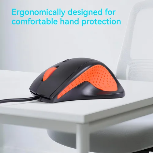 Vista 16 de ONE-UP Mouse de oficina con cable, diseño ergonómico, agarre de silicona antideslizante, 600/1000/1600 DPI ajustable, cable de 5 pies, compatible