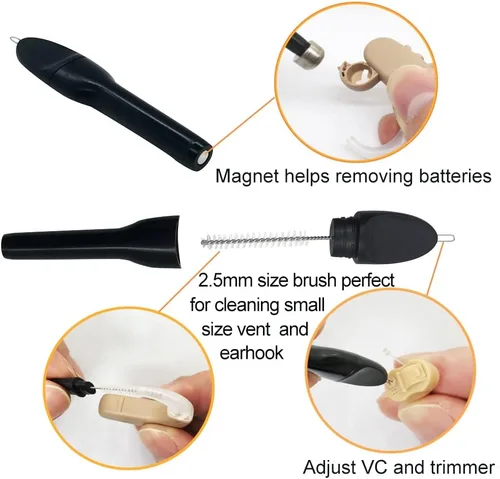 Vista 3 de Kit de limpieza de audífonos de 12 piezas con bucle de cera, estuche de almacenamiento Also for earbuds and headphones, includes magnet, vent
