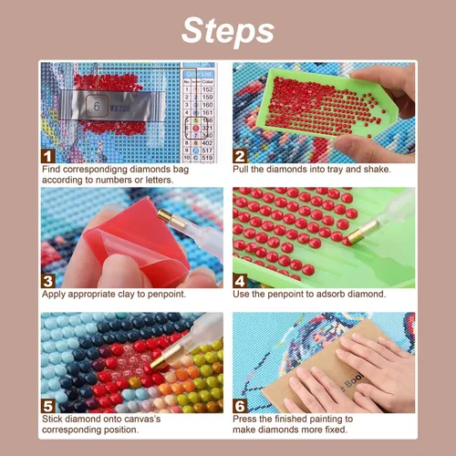Vista 6 de Stalente Kits de pintura de diamantes para adultos, kits de arte de diamantes 5D para principiantes, pintura de diamante redonda para decoración