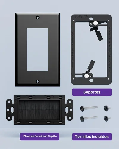 Vista 6 de VCE Placa de pared de cepillo con soporte, inserto de paso de cable, cubierta de pared decorativa de una sola banda para cables de bajo voltaje