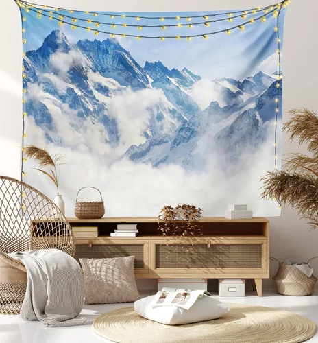 Vista 15 de Lunarable Tapiz azul, piscina temática de competición deportiva con carriles imagen de pictograma acuático, decoración de tela para colgar