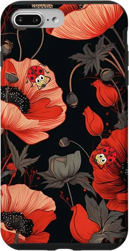 Vista 12 de Poppy Flower Ladybug Red & Black Pattern Case for iPhone 17