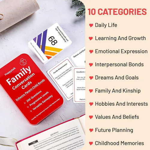 Vista 6 de Happytalk Tarjetas de conversación para niños: 200 preguntas atractivas para la noche de juego familiar, viajes por carretera y juegos de terapia