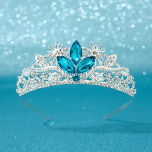 Vista 5 de SWEETV Tiara de princesa para niñas y niños, corona de cumpleaños, diadema de tiara de cristal, accesorios para el cabello