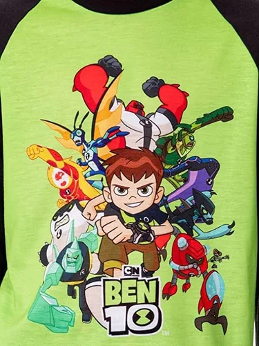 Vista 3 de INTIMO Ben 10 - Conjunto de pijama de dibujos animados para niños, personajes Omnitrix, alienígenas, conjunto de pijama (8) multicolor, Multi