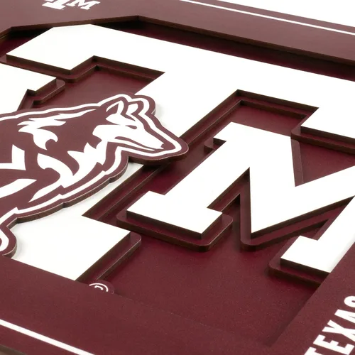 Vista 4 de YouTheFan NCAA Texas A&M Aggies - Arte de pared de la serie de logotipos 3D - 12x12 pulgadas