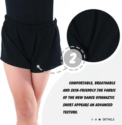 Vista 3 de NEW DANCE Pantalones cortos básicos de gimnasia para niño, pantalones cortos de baile para práctica de ballet y atletis Negro