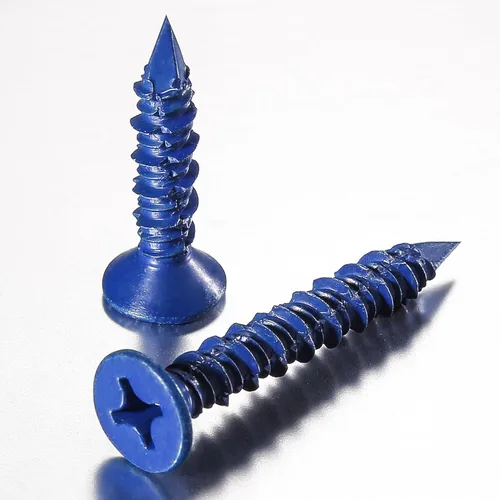 Vista 4 de Wensilon 49 piezas) Kit de ancla de tornillo para hormigón de 1/4" con cabeza plana azul para anclar a mampostería, bloque o ladrillo estuco