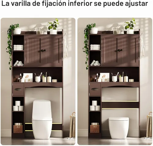 Vista 6 de Gizoon - Armario de almacenamiento sobre el inodoro, 66 pulgadas de alto, color marrón oscuro
