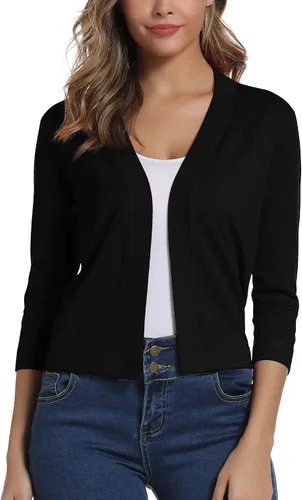 Vista 4 de Urban CoCo Cárdigan corto de mangas 34 para mujer suéter elegante