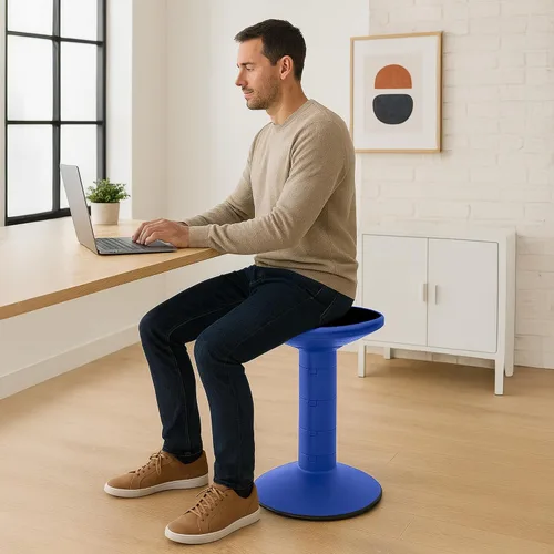 Vista 2 de Storex - Taburete de altura ajustable para asignación activa de asientos en el aula Azul