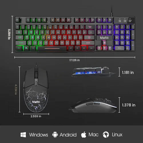 Vista 6 de Mafiti RK101 - Combo de ratón y teclado para computadora