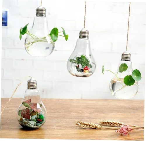 Vista 2 de Toddmomy Macetas redondas de cristal para colgar en la pared de las cuerdas de las macetas para las plantas de aire