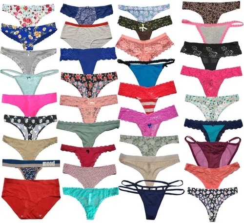 Vista 3 de LUSTA Paquete de tangas variadas para mujer, ropa interior, bikini, hipster, tangas, varios paquetes de tangas