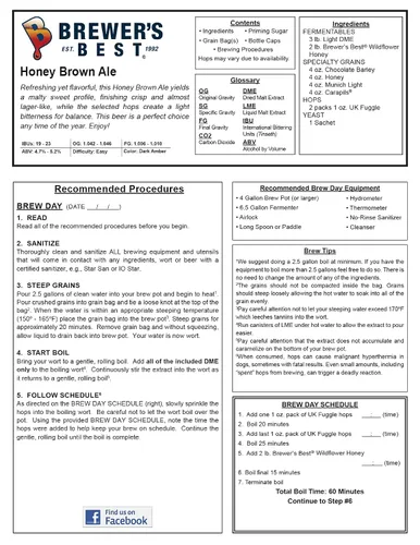 Vista 2 de Brewer's Best Kit de ingredientes de cerveza Honey Brown Ale