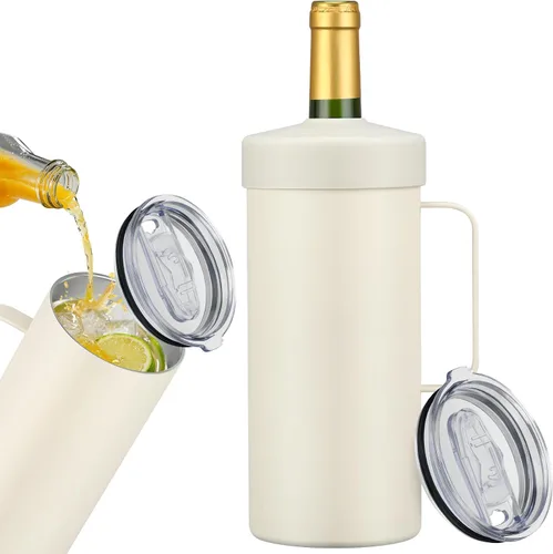 Vista 12 de MAXSO Vaso enfriador de vino de 42 onzas, regalo para los amantes del vino, cubo aislado al vacío de acero inoxidable 2 en 1, taza portátil