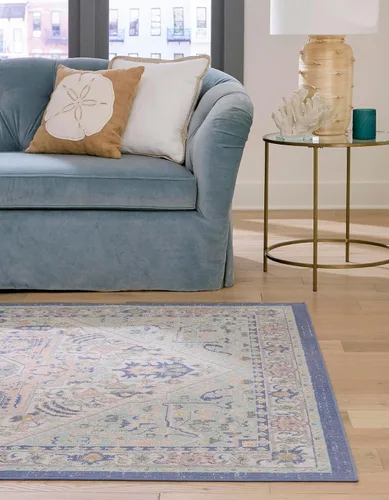 Vista 4 de Unique Loom Whitney Collection - Alfombra rectangular de 5 pies 3 pulgadas x 8 pies, color azul Multicolor/Azul